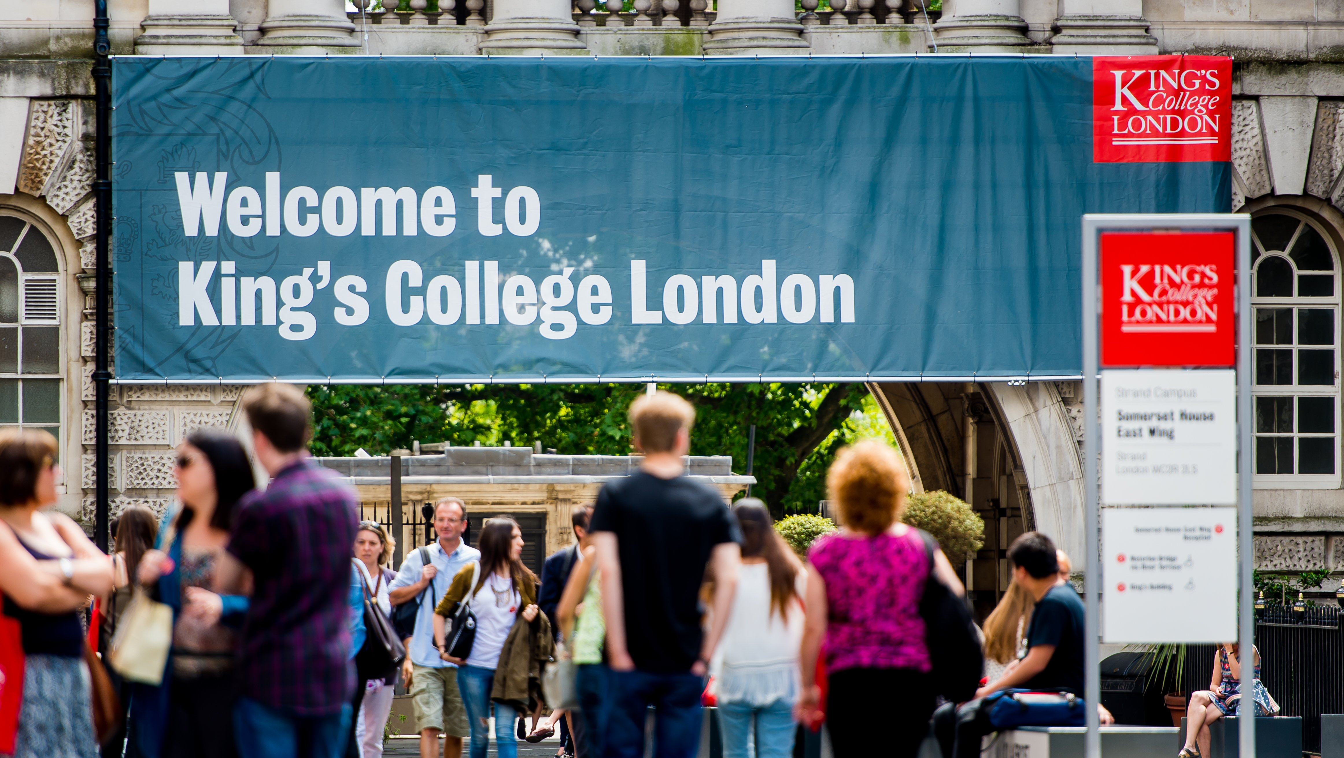 King's College London open day with prospective students on campus