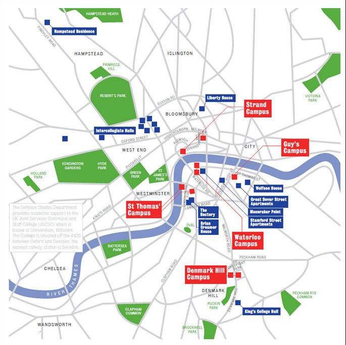 King's College London - Campuses and residences overview