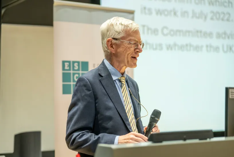 Martin Weale speaking at a lectern