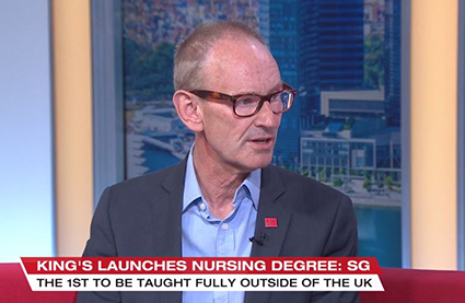 Professor Ian Norman speaking on Singaporean TV