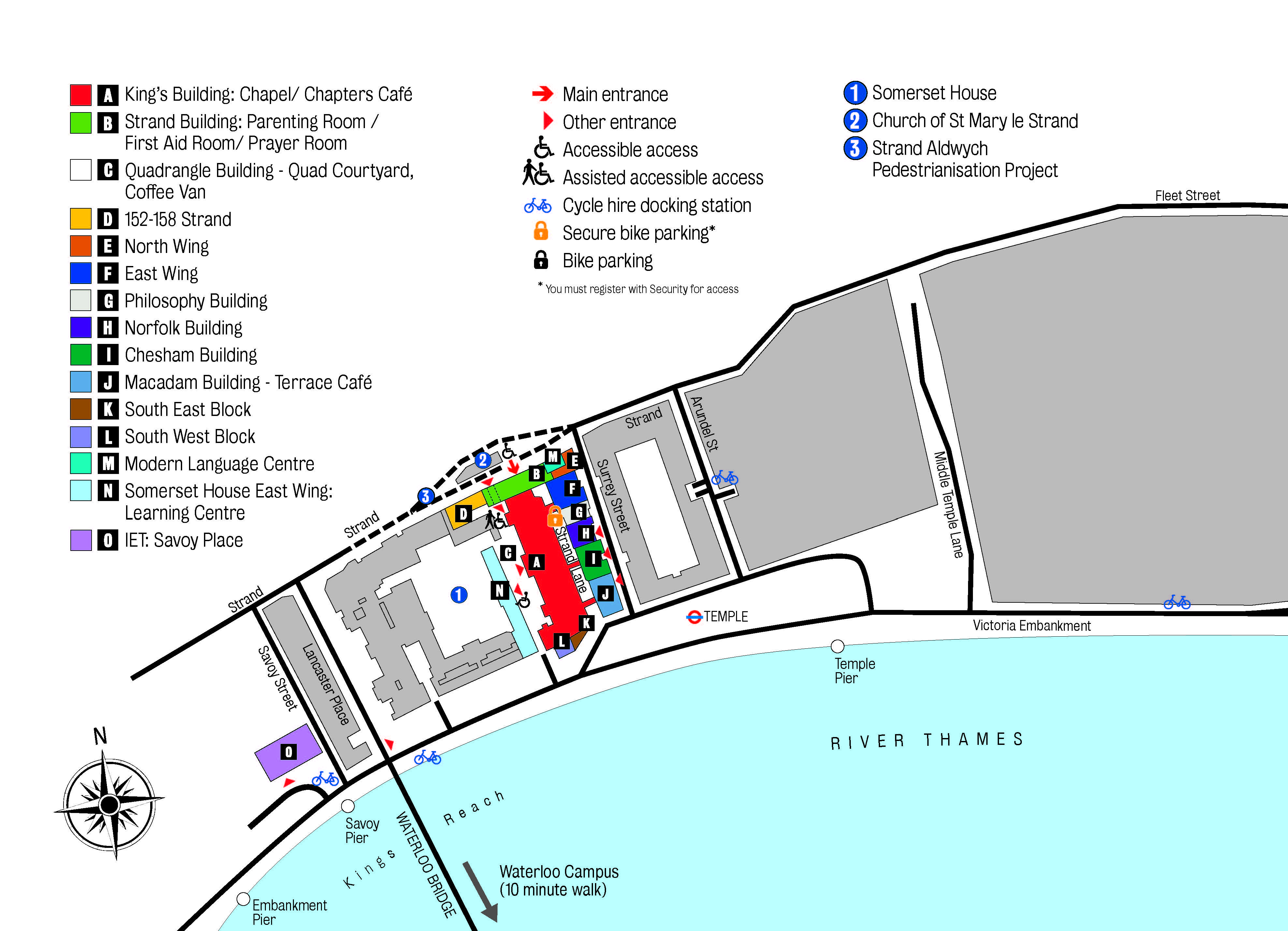 Strand Campus (Strand and King's Buildings) Map