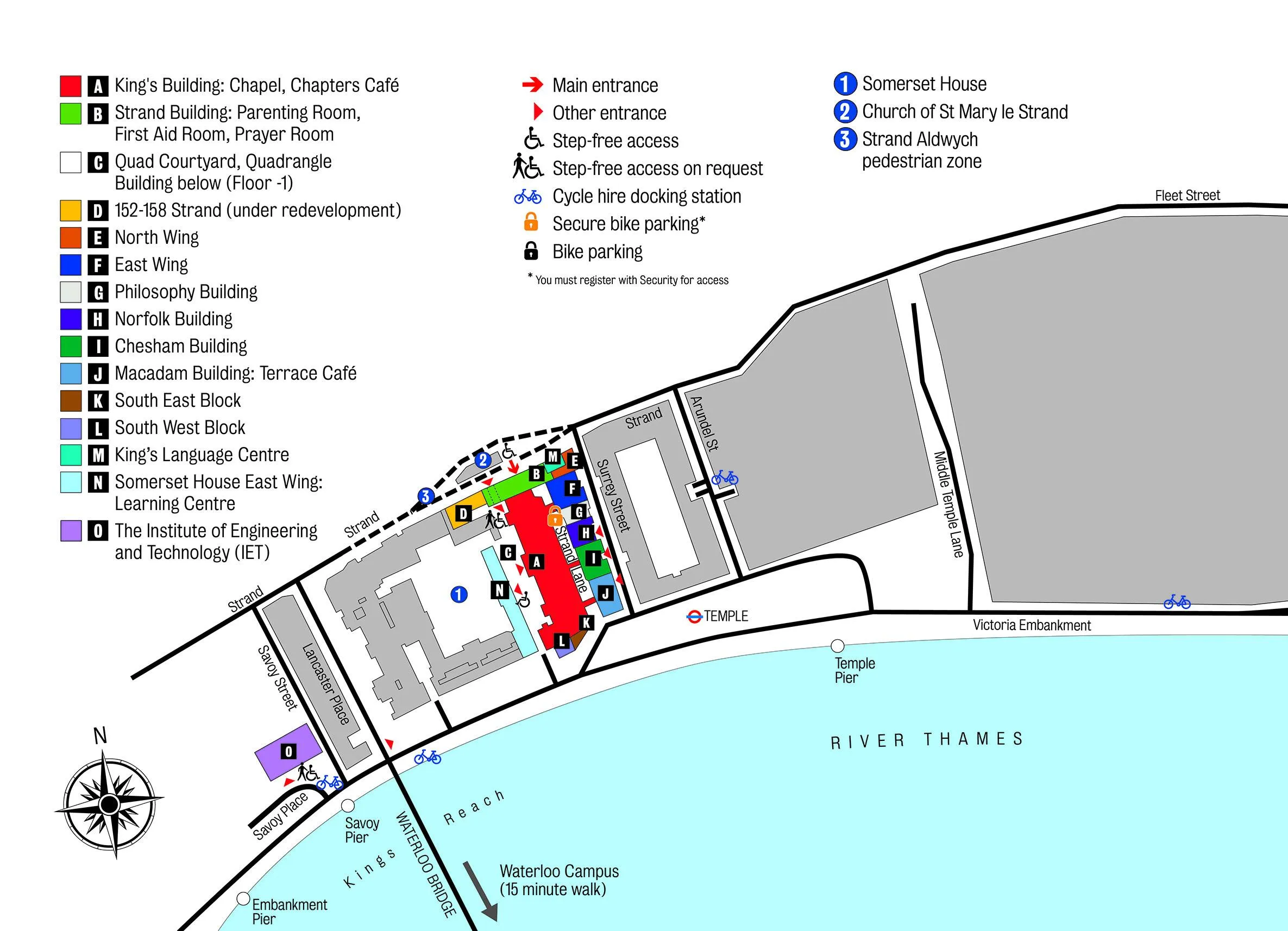 Strand Campus (Strand and King's Buildings) Map