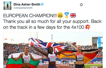 Message of thanks from Performance Athlete Dina Asher-Smith following European Championship victory