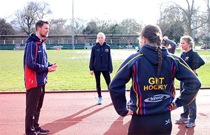 Image of BUCS Chris Potter Bursary recipient James Findon coaching