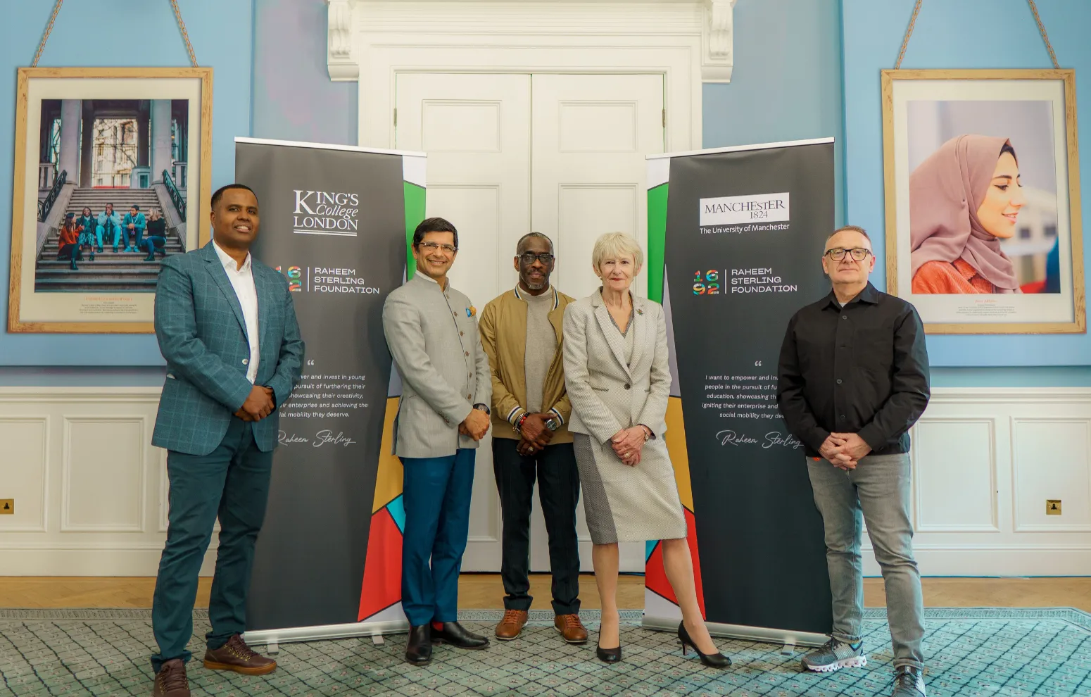 Abdi Farah, Professor Shitij Kapur, Clive Ellington, Professor Dame Nancy Rothwell, Chris Bird