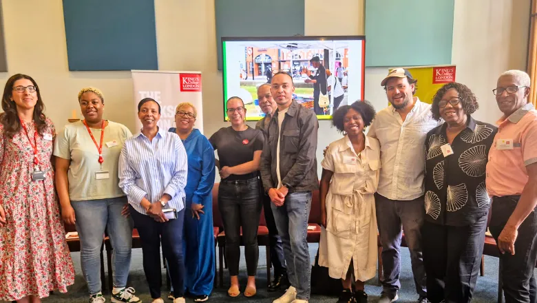 Shaila Pal and Shanae Chisolm with the Windrush community