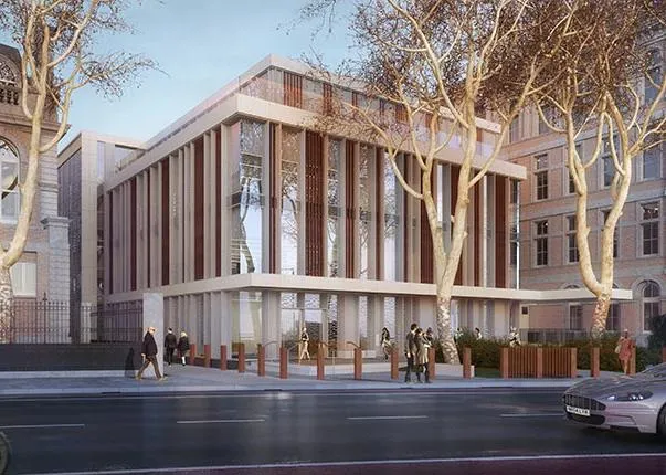 An artistic impression by HLM Architects of the entrance to the London Institute for Healthcare Engineering.