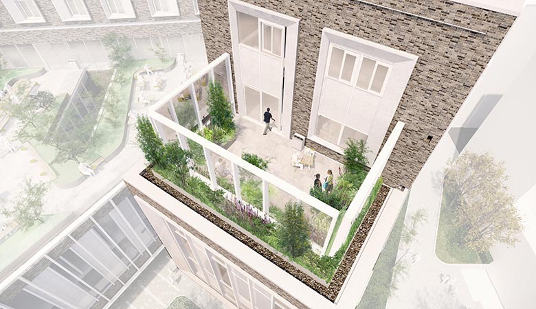 An artistic impression of the fourth floor terrace.