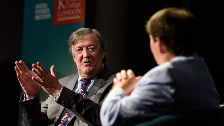 Stephen Fry delivering a lecture