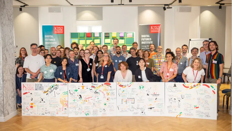 Participants posing for a group photo at the end of the Digital Futures Institute Unconference