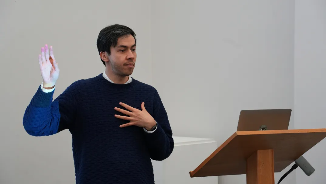 Dr Jonathan Gray speaking at the KingsCAT launch event