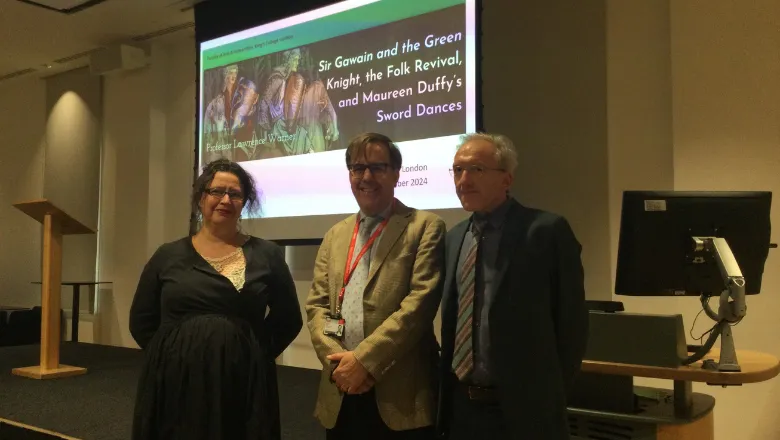 Dr Sarah Salih, Professor Lawrence Warner and Dr Alan Marshall. (Image: Justyna Ladosz)