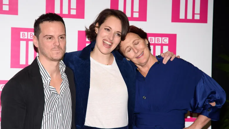 Andrew Scott, Fiona Shaw & Phoebe Waller Bridge at the "Fleabag" season 2 screening, at the BFI South Bank in 2019 - the show features in the new report. Image: Steve Vas/Featureflash