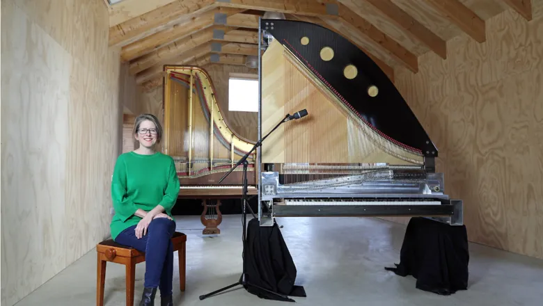 Pianist and innovator Sarah Nicolls and her piano