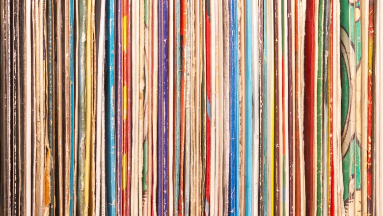 Close up of a collection of old vinyl records. Shutterstock