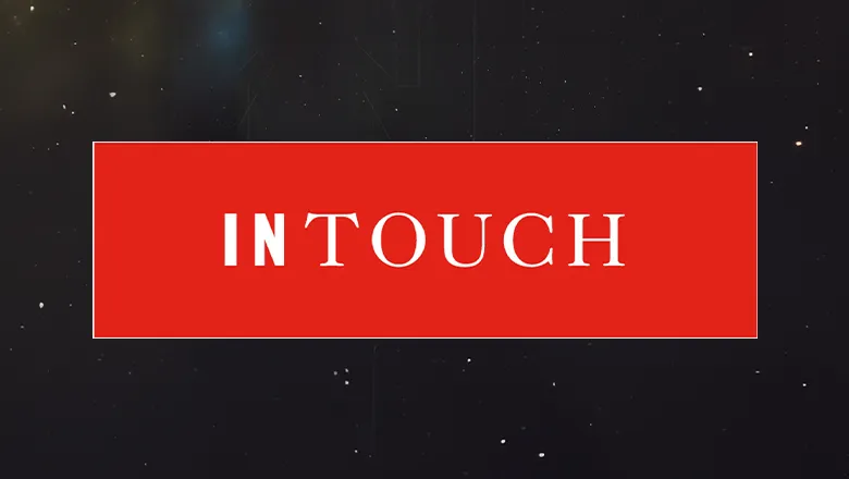 A branded image of the InTouch logo within a red box on a black background