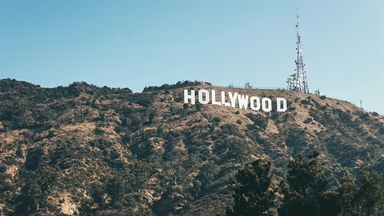 The hollywood sign on a sunny day