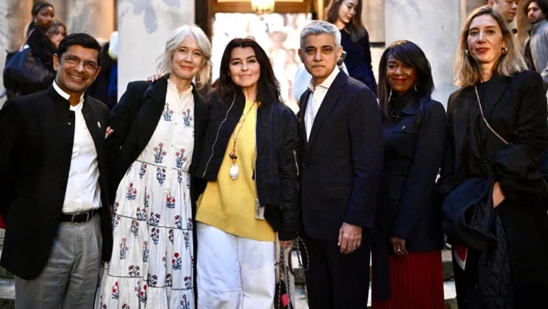 L-R Professor Shitij Kapur, Justine Simons, Sadiq Khan, Debbie Weekes-Bernard and Beatrice Pembroke