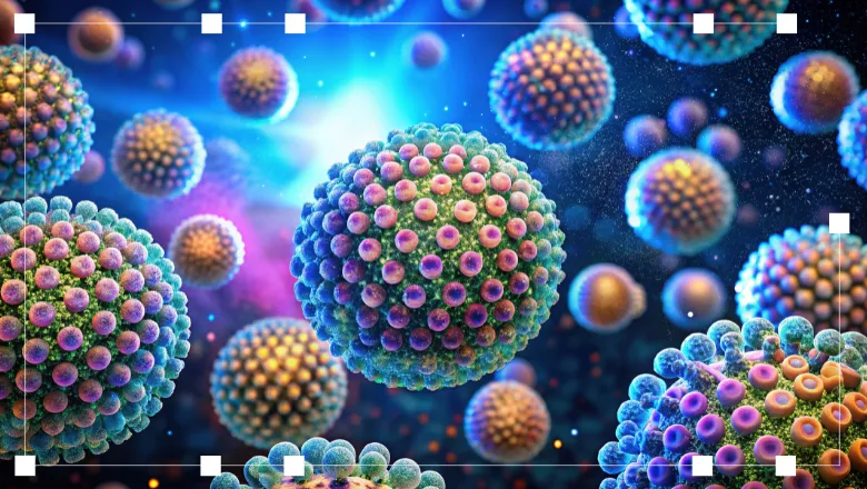 Illuminated microscopic view of liposomes