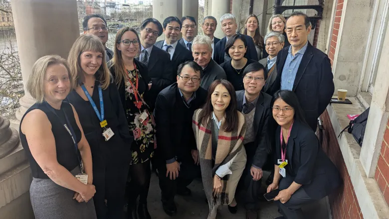 Group photo of international delegation visit to King's College London and Guy's and St Thomas' NHS Foundation Trust.