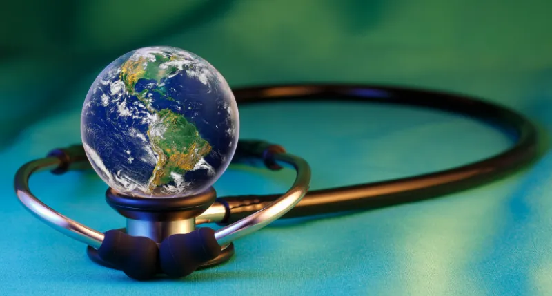 Image of the world on a stethoscope 