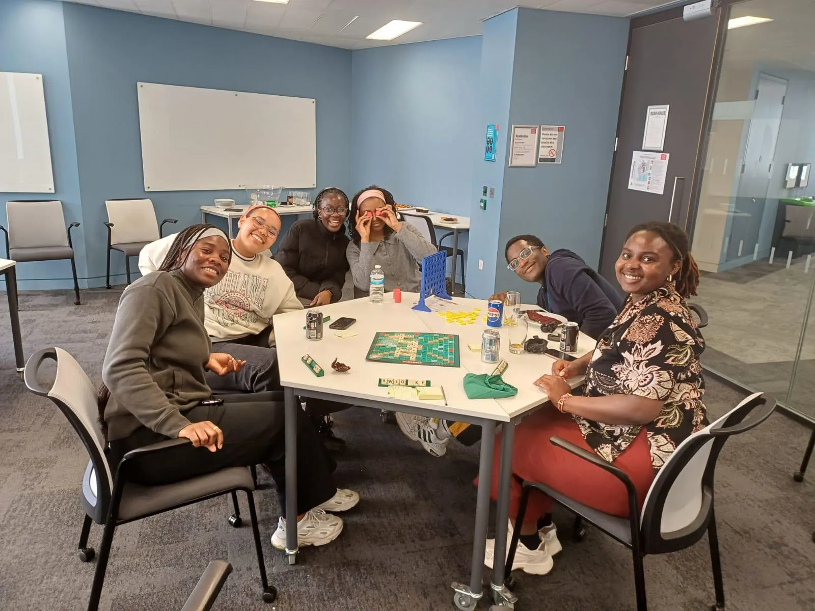 Students playing board games