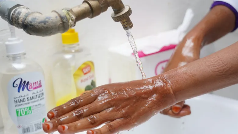 Hand washing health worker Somaliland