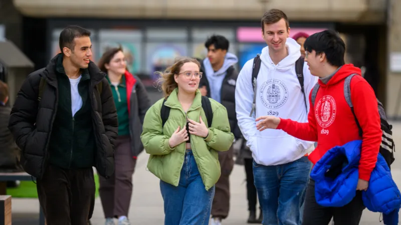 A group of students walking together.