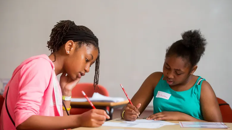 School children working