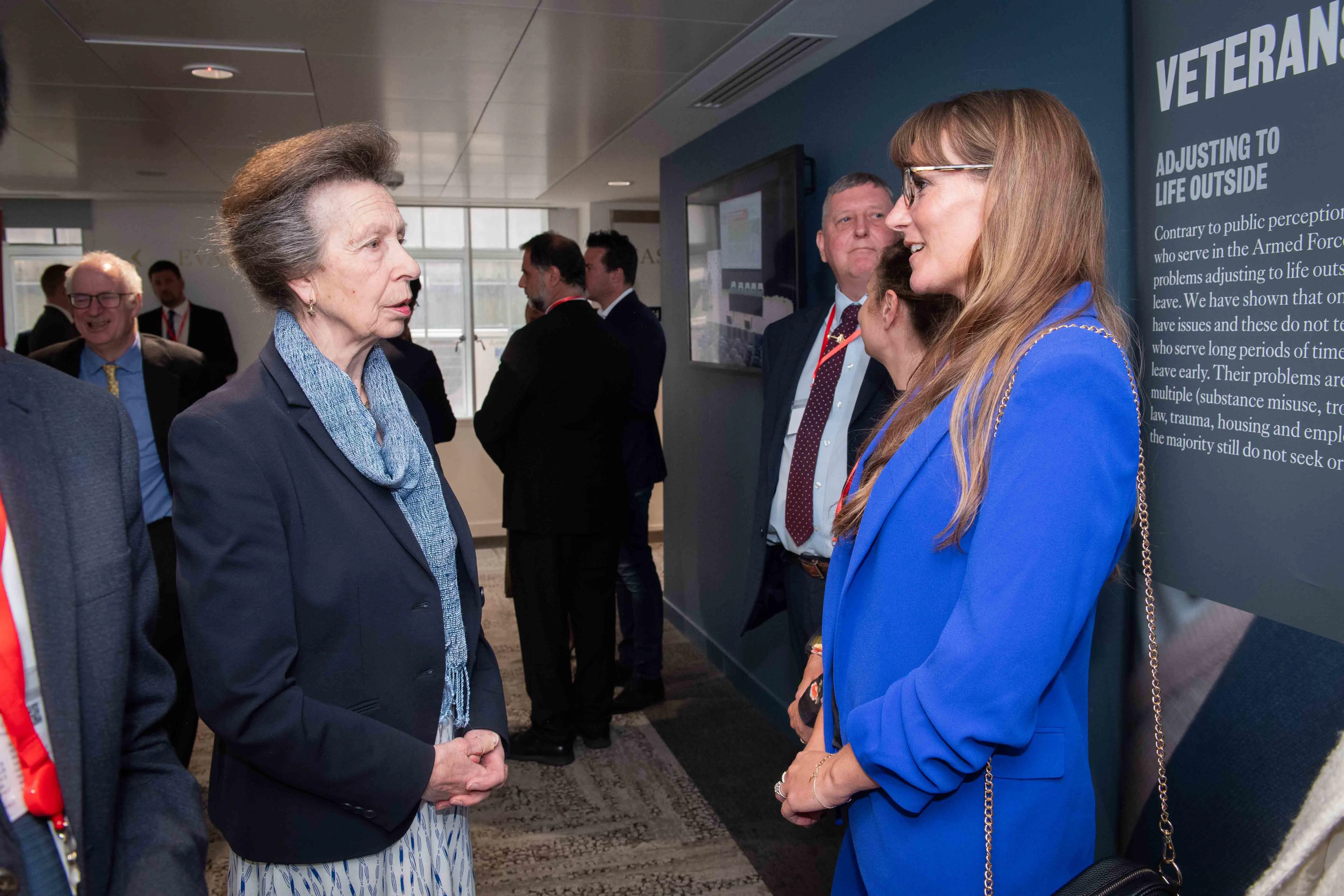 Her Royal Highness speaking with Dr Marie-Louise Sharp, Senior Research Fellow at the King's Centre for Military Health Research, IoPPN