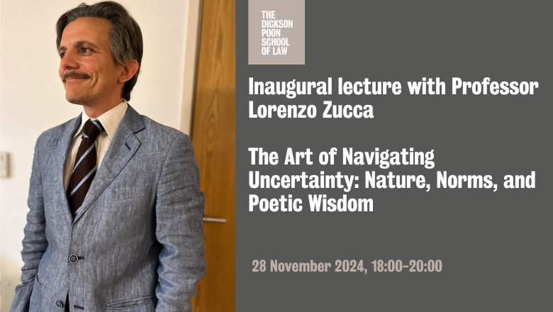 event poster with an photo of Prof Zucca