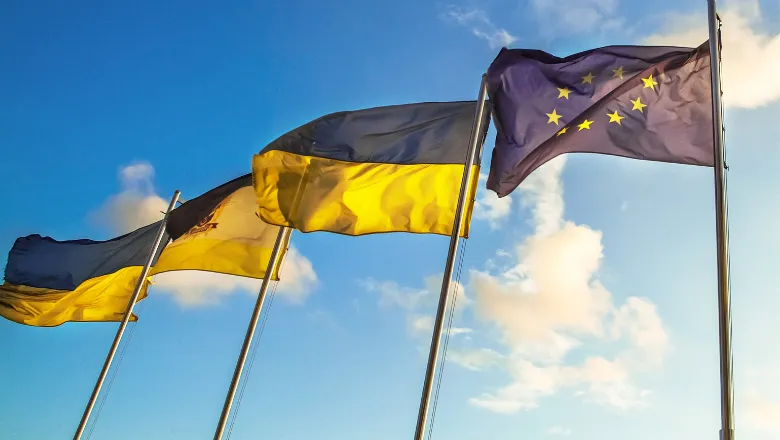 Ukraine and EU flags