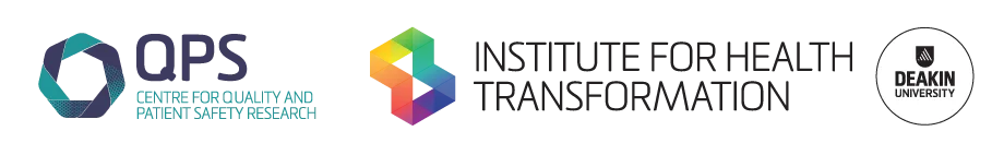 Logo for Deakin University and Western Health and the Institute for Health Transformation