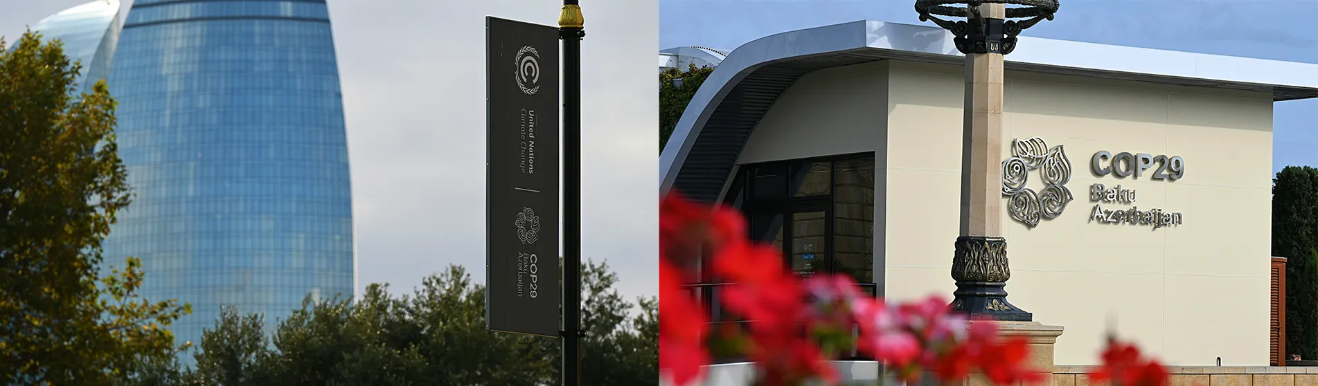 Image of COP29 buildings and signage