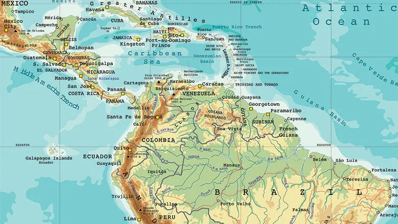 Map of an area of Latin America