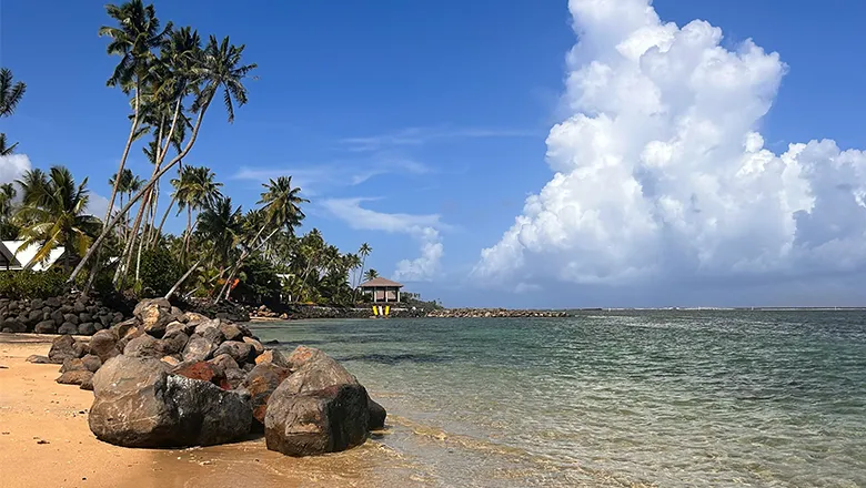 Beach scene in Samoa