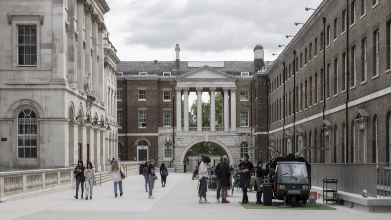 Students on the quad at the Strand Campus