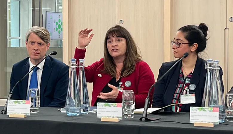 L-R: Chris Skidmore MP, Dr Elizabeth Rowsell OBE and Dr Sinead Balgobin.