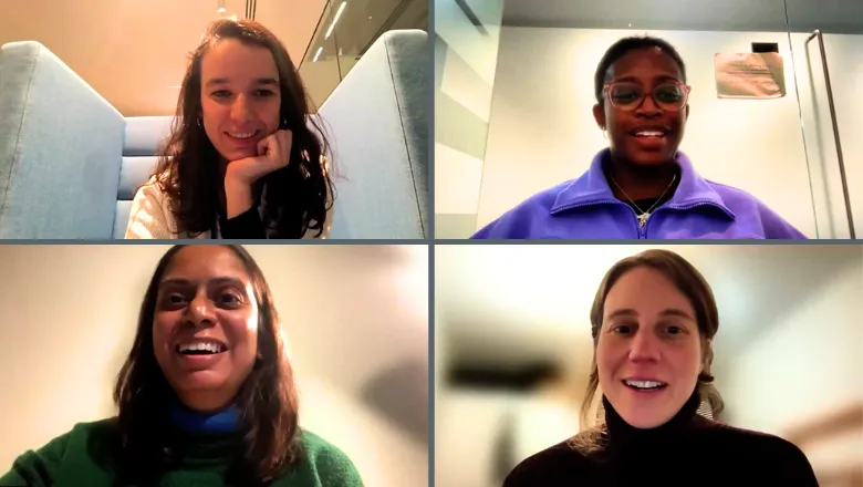 A composite of four photos of smiling female computer scientists