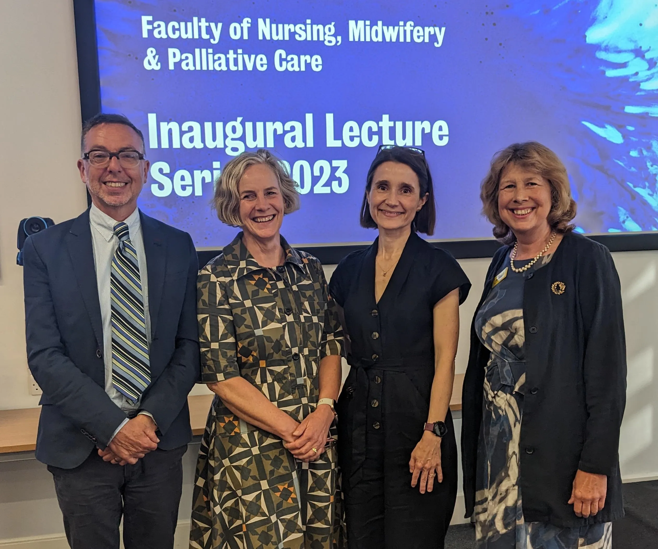 Katherine Sleeman and Catherine Evans with Professor Irene Higginson and Professor Richard Harding