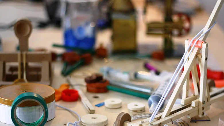 Desk of a science teacher with materials