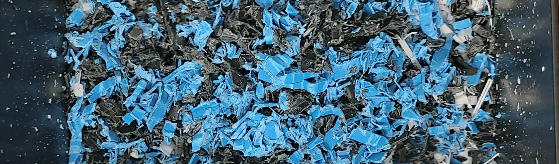 Shredded plastics from 3D printing