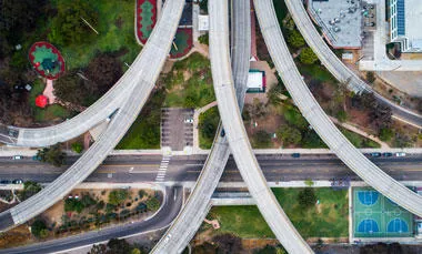 Aerial view of a city infrastructure