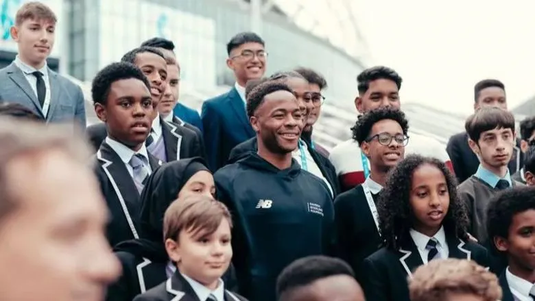 Raheem Sterling at the launch of the Raheem Sterling Foundation in 2021